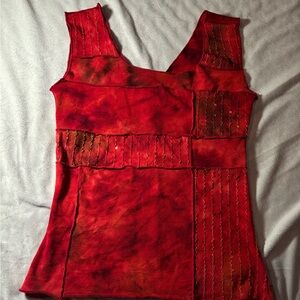 Red Sleeveless Patchwork Top